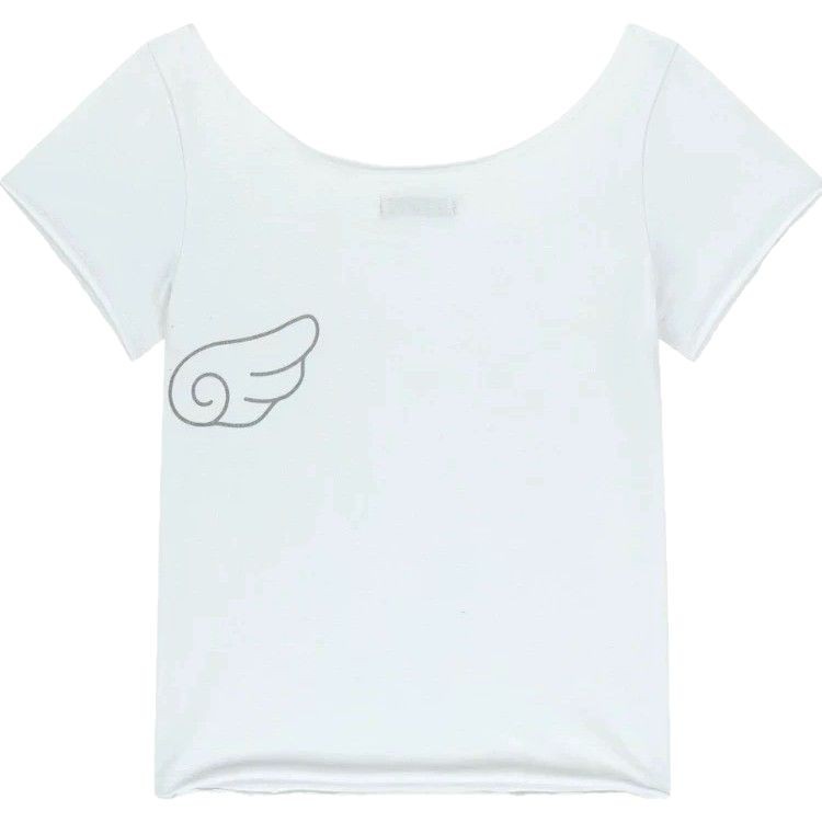 スポット韓国ニッチcoyse*o夏新作甘いオフショルダー天使の羽半袖Tシャツレディーストップス