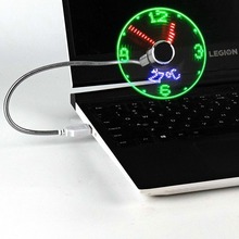 智能usb时钟小风扇led发光时间温度软管电镀风扇时尚实用创意礼品