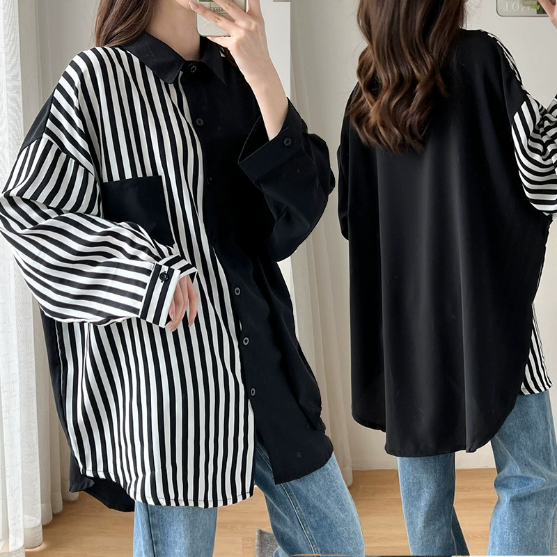 8315 Свободная Женская одежда больших размеров, пухлая рубашка для девочек, кг, пригодная для носки в Корейском стиле, индивидуальный подбор цветов для похудения