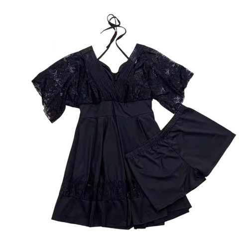 Women's Separate Fat MM 200 Pounds Plus Size Sexy Lace Solid Color Slimming Dress Style Hot Spring Vacation Swimwear Wholesale
