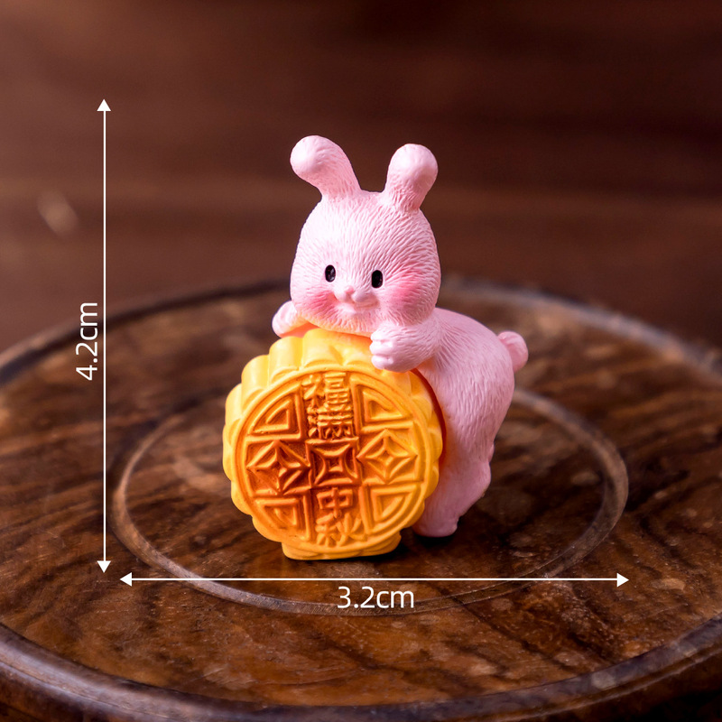 微景観かわいい中秋節月餅兎兎兎DIY装飾品掛け部品ギフトボックス車載デスク小置物|undefined