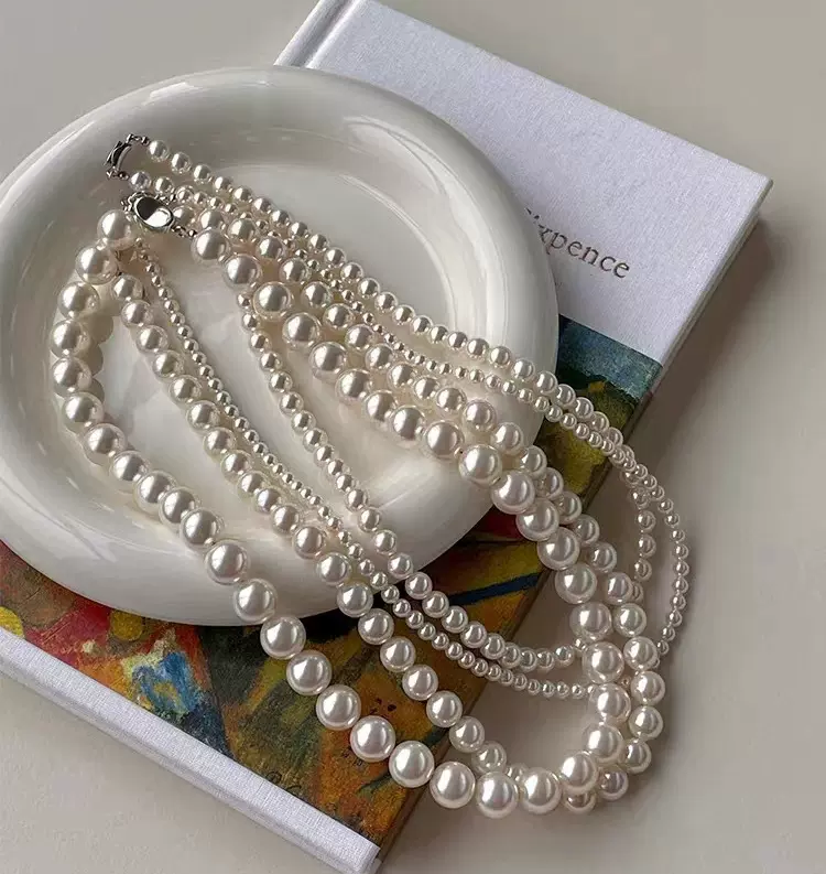 纯银秋冬时尚施家珍珠项链女高级感轻奢小众元宝扣毛衣百搭锁骨链