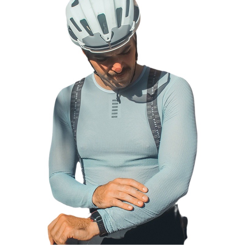 Cross-border new sweat shirt cycling clothing bicycle sports long sleeve mesh solid color bottoming shirt Amazon hot sale