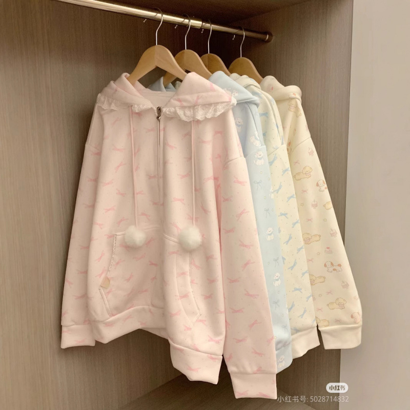 秋と冬のデザインベルベット厚みのあるプリントジャケットスウェットシャツトップ女性の新しいライトカラー 13 行女性の卸売|undefined