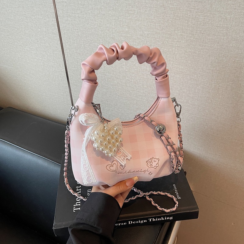 オリジナルデザインの女の子のハンドバッグ、シンプルな新しいショルダーバッグ、見栄えが良く、可愛くて多用途なチェック柄の女性用クロスボディバッグ|undefined