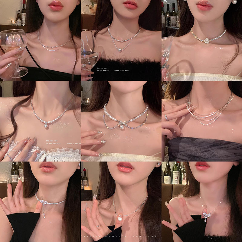 高级感精致锆石珍珠项链女轻奢小众设计锁骨链网红时尚爆款配饰品