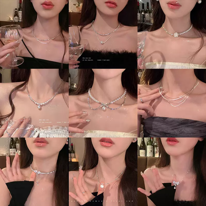 高级感精致锆石珍珠项链女轻奢小众设计锁骨链网红时尚爆款配饰品