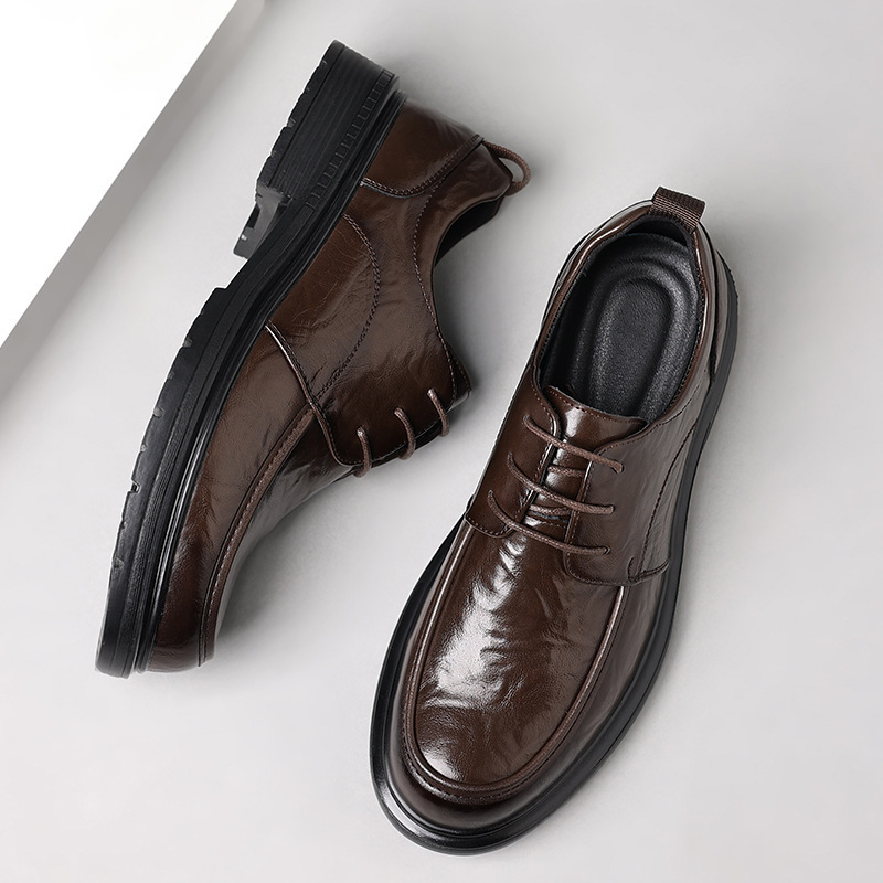 Genuine Leather Shoes for Men, New Popular Style, Business Formal Wear, Men's Lace-Up Style, Casual and Versatile, Groom's Wedding Shoes Genuine Leather Shoes for Men, New Popular Style, Business Formal Wear, Men's Lace-Up Style, Casual and Versatile, Groom's Wedding Shoes
