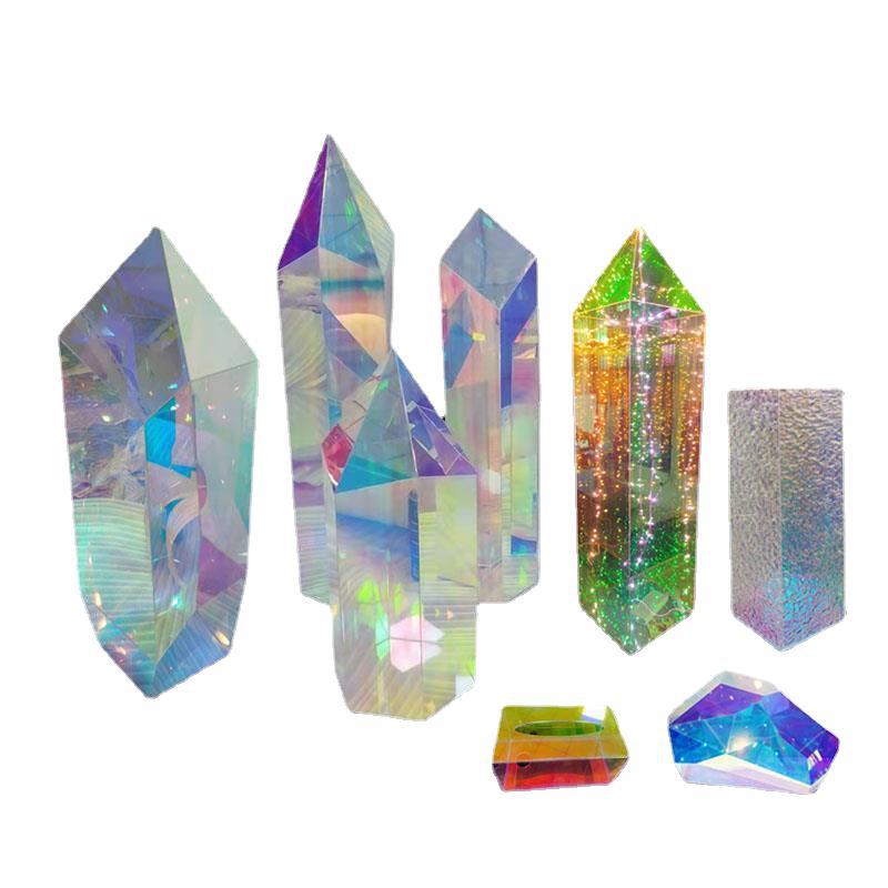炫彩亚克力板底板材料面板多边水晶菱形盒子幻彩手工DIY水波纹