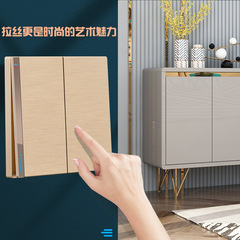 Type 86 wall switch socket panel champagne gold brushed socket concealed five-hole socket hotel wall switch