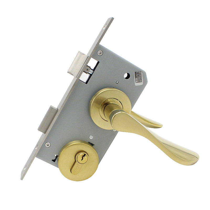 Cerradura de puerta de madera interior de lujo ligero dormitorio silencioso cerradura de puerta dividida perilla de puerta dorada cerradura de puerta doméstica universal