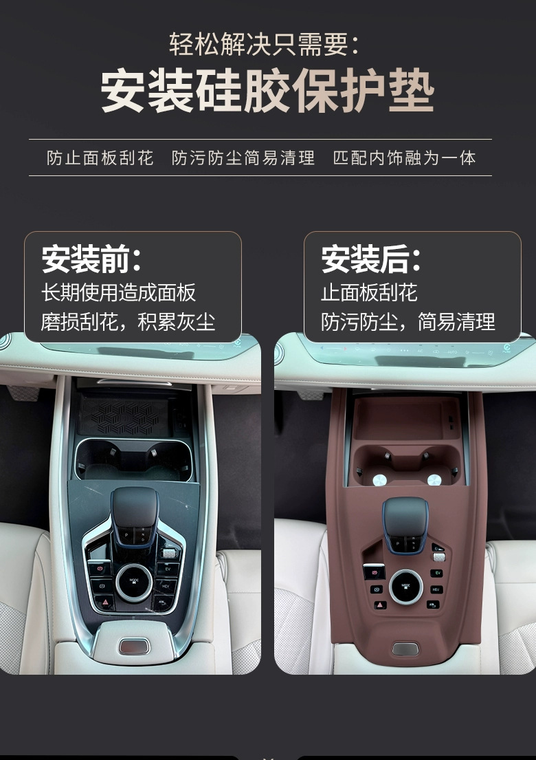 Chery Tiggo 8 Pro Central Control Silicone Pad Tiggo 7Plus/5X Gear Water Cup Panel Protective Cover Sticker Supplies