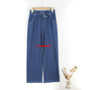 Summer jeans, sports comfortable trousers for mother, drawstring, elastic waist