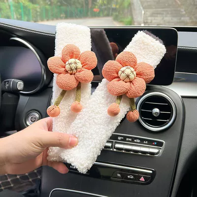 Car seat belt shoulder protective Sürətlər qutusu və əl tormozu başlıqları - orange-five-petal-flower-single