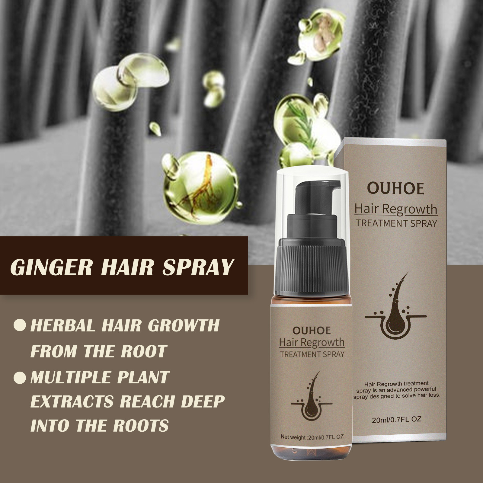 Spray trattamento ricrescita capelli allo zenzero_voghion.com