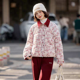 休闲风羽绒服冬季女款2025新款时尚休闲撞色POLO领短款鸭绒服外套