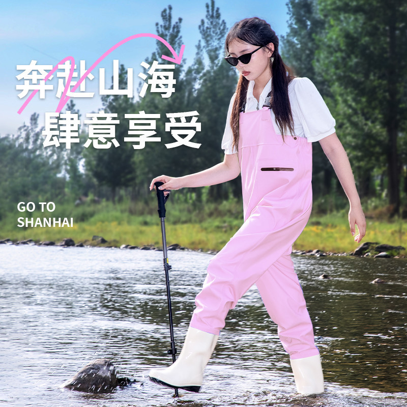 Fishing Waterproof Overalls for Adults, Wading Pants, One-Piece Water Shoes, Women's Rain Boots, Beach Rain Pants, Lower Body Protection