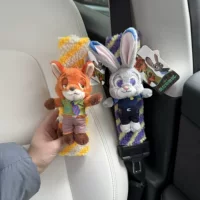 Аутентичный автомобильный ремень безопасности Zootopia, плечевой чехол, милое украшение автомобиля, украшение интерьера автомобиля, пара