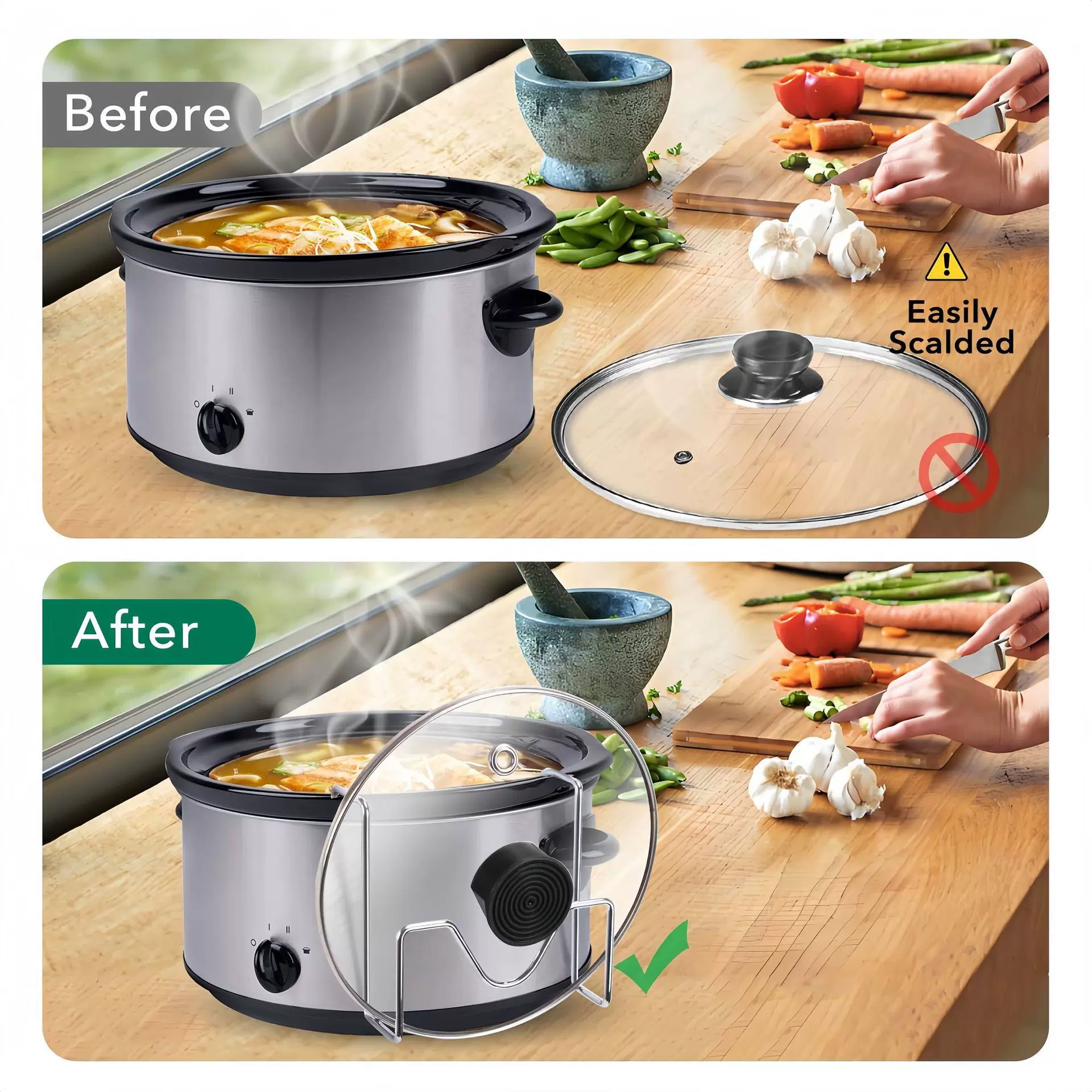 锅边锅盖收纳架汤锅火锅高锅电热锅厨房多功能架跨境不锈钢锅盖架