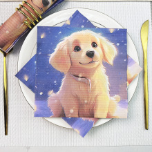 现货印花餐巾纸两层狗狗图案节日派对高级酒店餐厅一次性派对餐巾