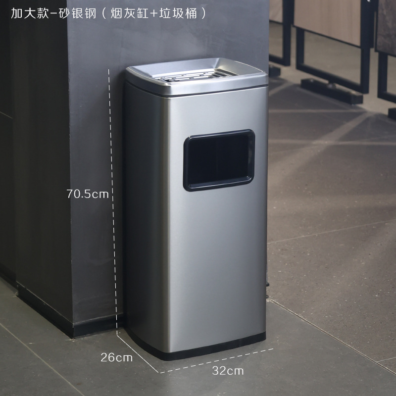 Extra Large-Arena de acero plateado (Cenicero + bote de basura)