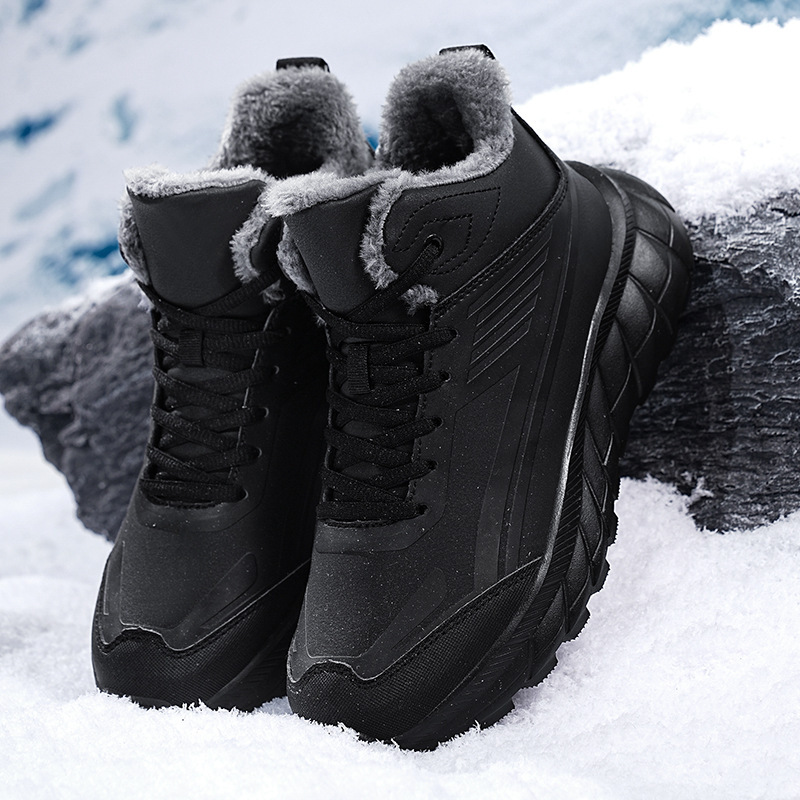 2024 otoño y invierno transfronterizos zapatos de algodón impermeable zapatos de nieve de hombre calentamiento a prueba de frío zapatos deportivos de altura en stock