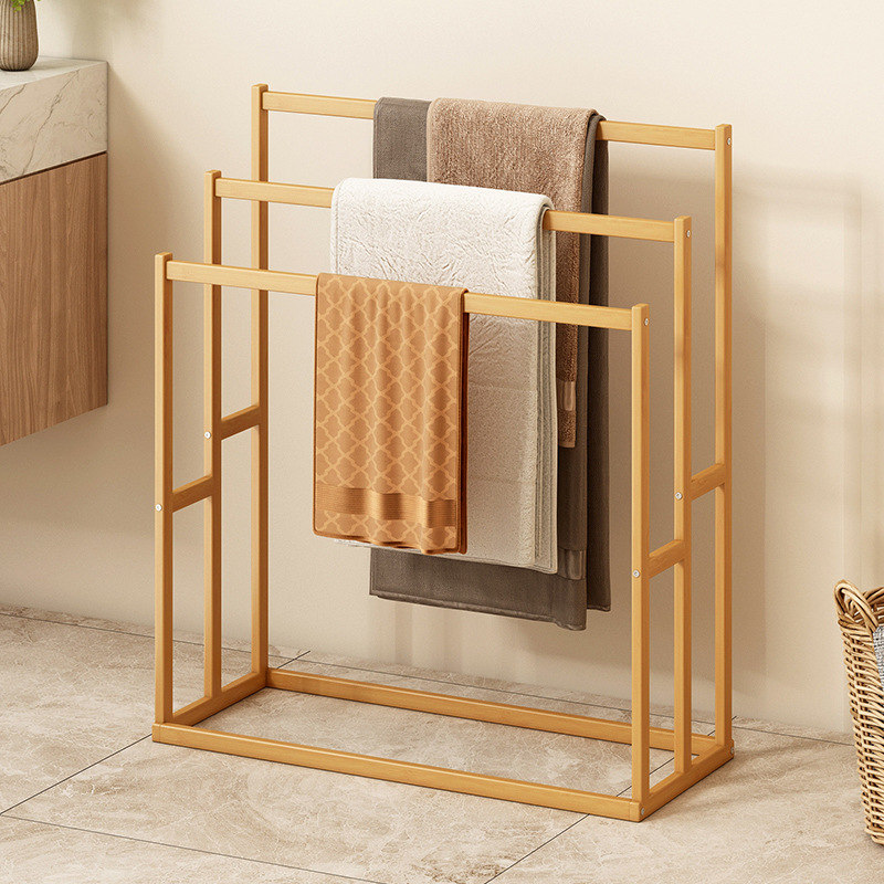 Towel Rack Bathroom Toilet Bamboo Display Pants Rack Hanging Rack Storage Rack Bath Towel Removable Floor-Standing Simple