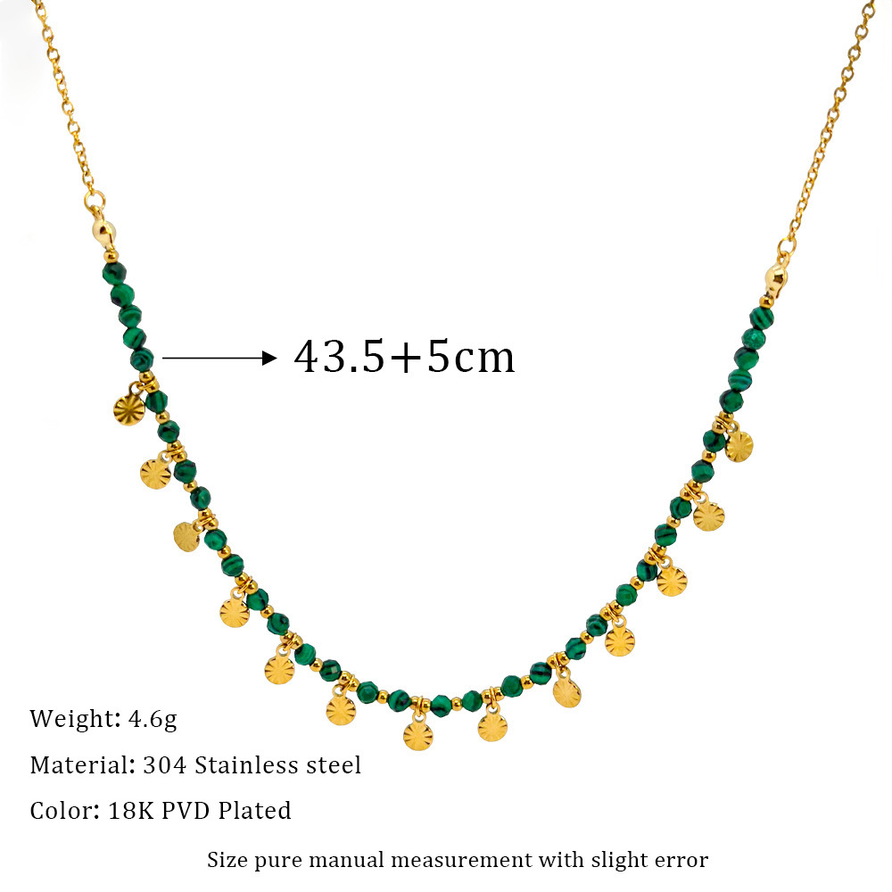 1 Piece Quantity Retro Geometric 304 Stainless Steel Malachite Necklace In Bulk