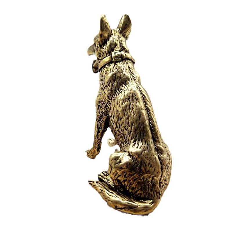 Latón afortunado cobre perro pequeños adornos ayuda fortuna cachorro cobre cerámica chino clásico escritorio pequeños adornos té mascota cobre Ware