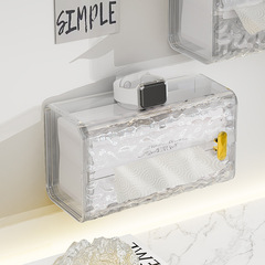 Glacier pattern face towel storage box wall-mounted tissue box home light luxury style bathroom kitchen upside-down tissue box