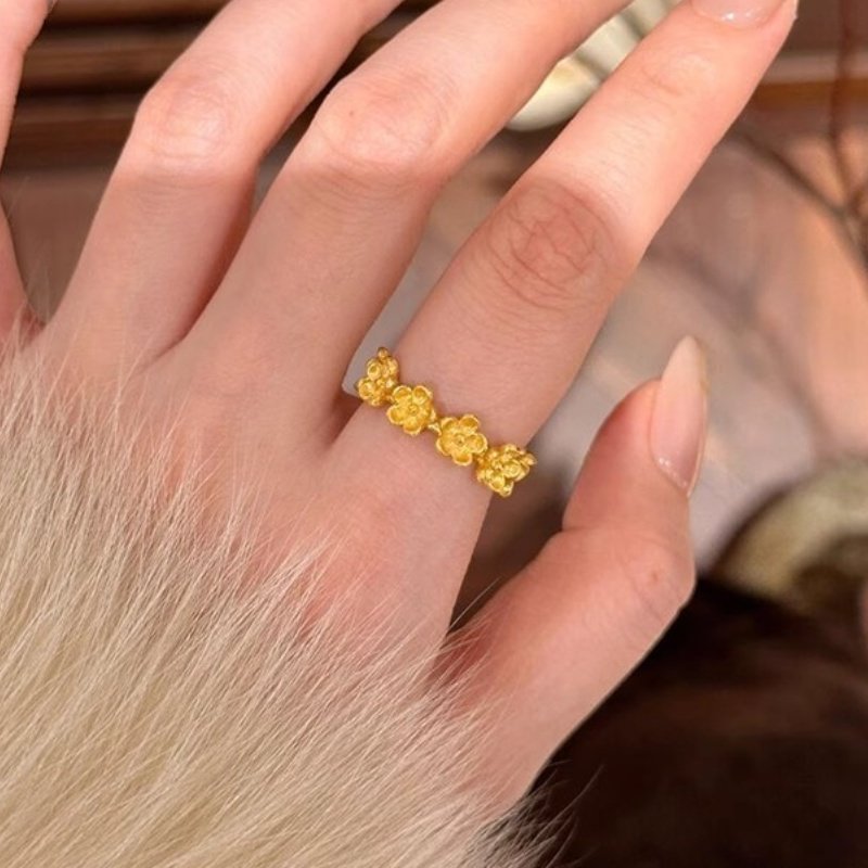 Anello da donna con fiore di osmanto, stile retrò vintage, leggero e pesante, per autunno e inverno, temperamento fresco e semplice._voghion.com