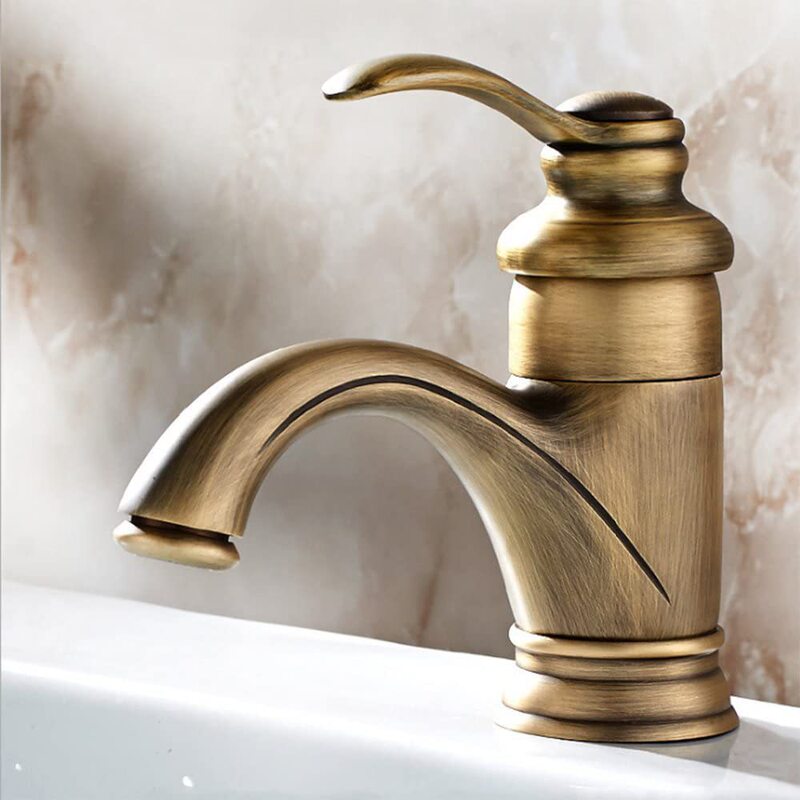 Factory brass antique European retro faucet basin faucet single hole teapot washbasin faucet hot and cold water antique