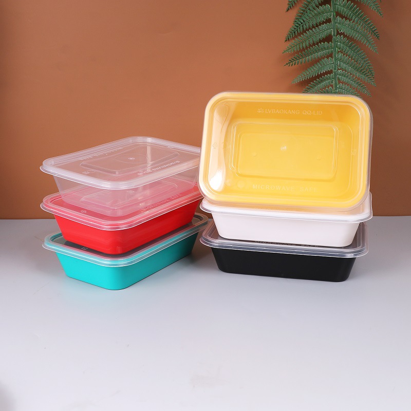 Fiambrera desechable Fiambrera de plástico rectangular para llevar vajilla comida rápida tazón de sopa grueso con tapa caja de embalaje plato