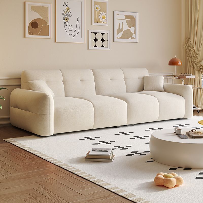 2025 New Modern Simple Skin-friendly Fleece Puff Fabric Sofa Living Room Small Apartment Three or Four Seats Sofa