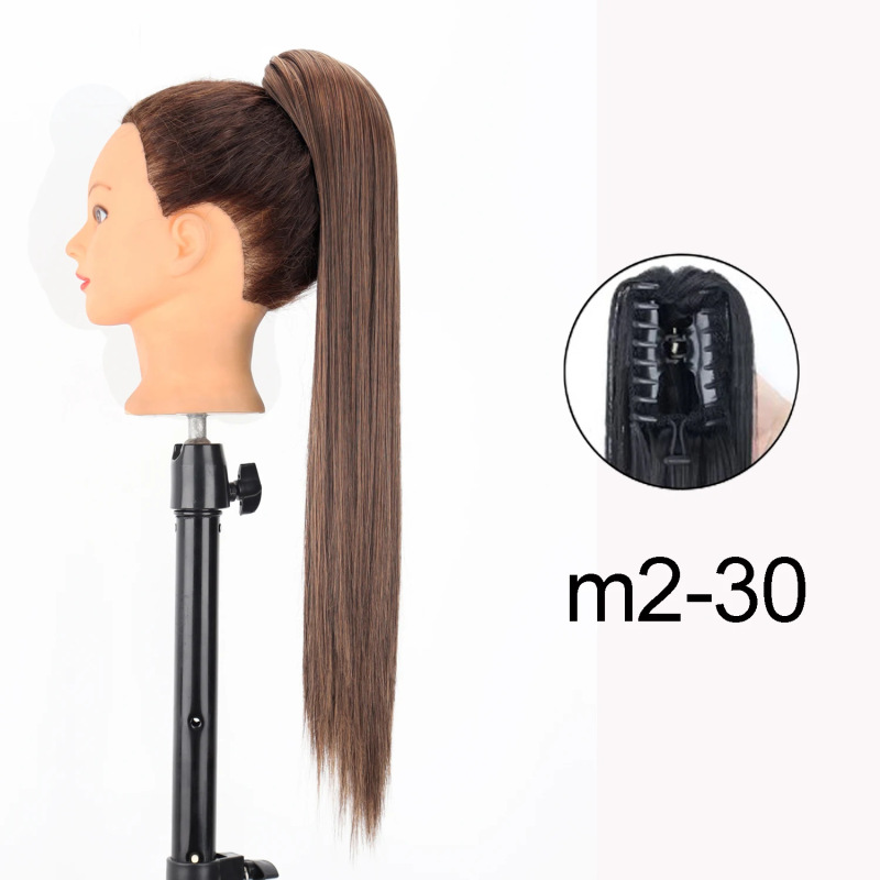 22inch 爪クリップストレートヘアポニーテール化学繊維かつら女性ロングストレートふわふわハイポニーテール|undefined