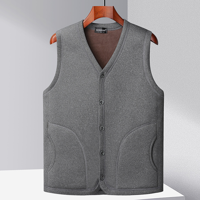 Fleece-Lined Thickened Autumn and Winter Vest for Middle-Aged and Elderly Men, Warm Dad's Vest, Senior's Sleeveless Jacket, Inner Wear for Men Fleece-Lined Thickened Autumn and Winter Vest for Middle-Aged and Elderly Men, Warm Dad's Vest, Senior's Sleeveless Jacket, Inner Wear for Men