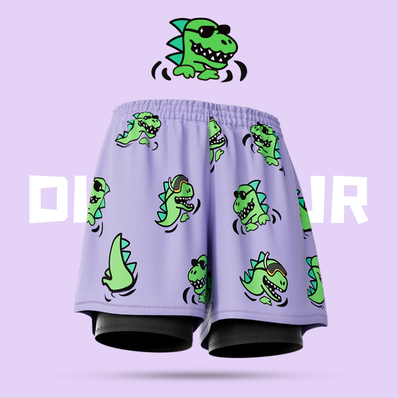 New Men's Double-Layer Quick-Drying Swim Trunks, Anti-Embarrassment, Loose-Fitting, Large Size Beach Shorts, Hot Spring Swimming Trunks, Wholesale from Manufacturer