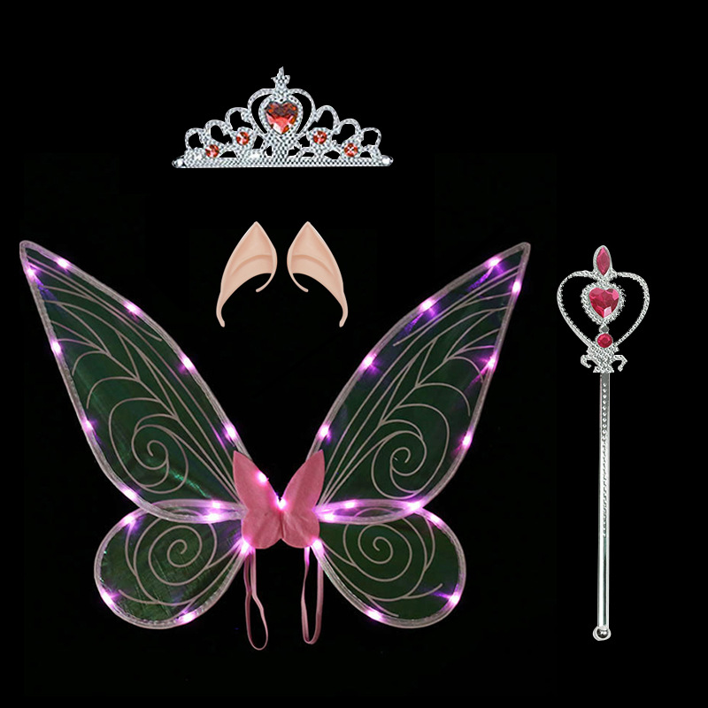 Navidad Nuevo estilo de emisión de luz ELF alas fiesta de vacaciones con flash mariposa Halloween accesorios de rendimiento para niños