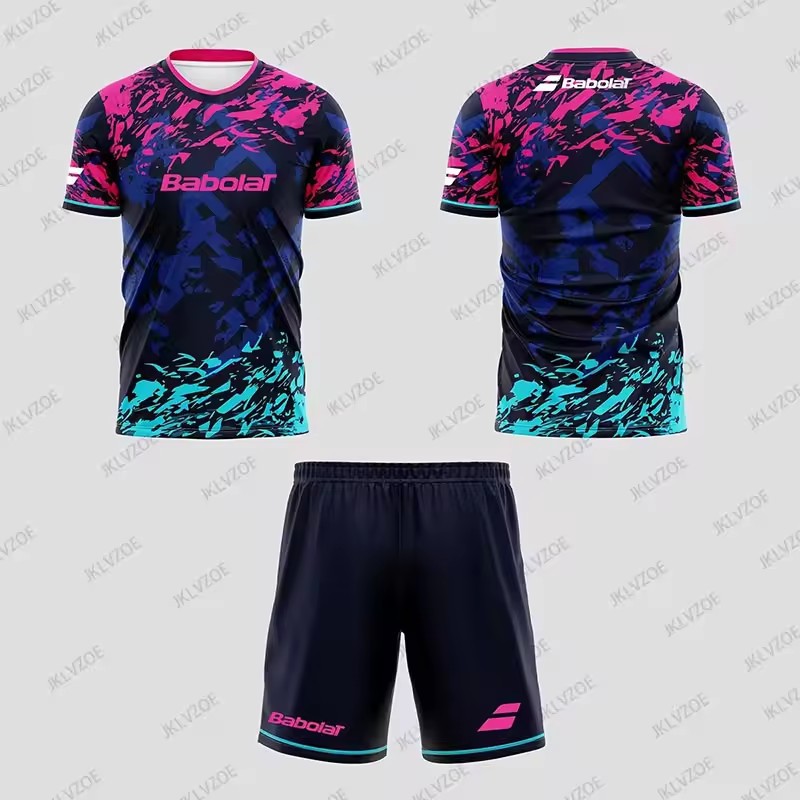 Venta caliente 3D impresión digital spot deportes hombres traje cuello redondo manga corta camiseta pantalones cortos con cordón traje de dos piezas