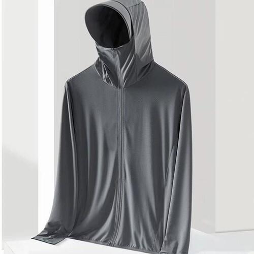 Men's UV Protection Breathable Ice Silk Sun Protection Suit 2024 New Summer Thin Fishing Hooded Jacket Outerwear