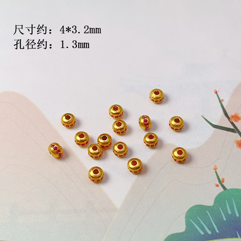 S925 Silver Gold-Plated Peach Heart Gourd Rotating Tube Fish Tail Spacer Bead Accessories Pendant Bracelet Charm DIY New
