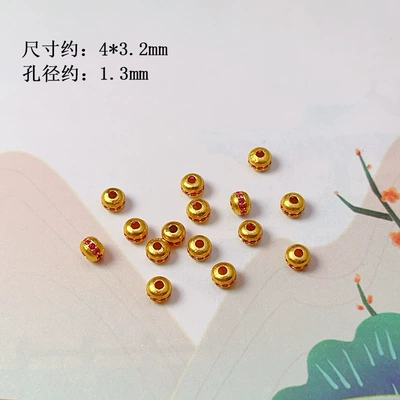 S925 Silver Gold-Plated Peach Heart Gourd Rotating Tube Fish Tail Spacer Bead Accessories Pendant Bracelet Charm DIY New (Zərgərlik ara hissələri) - burger-beads-pink-diamond