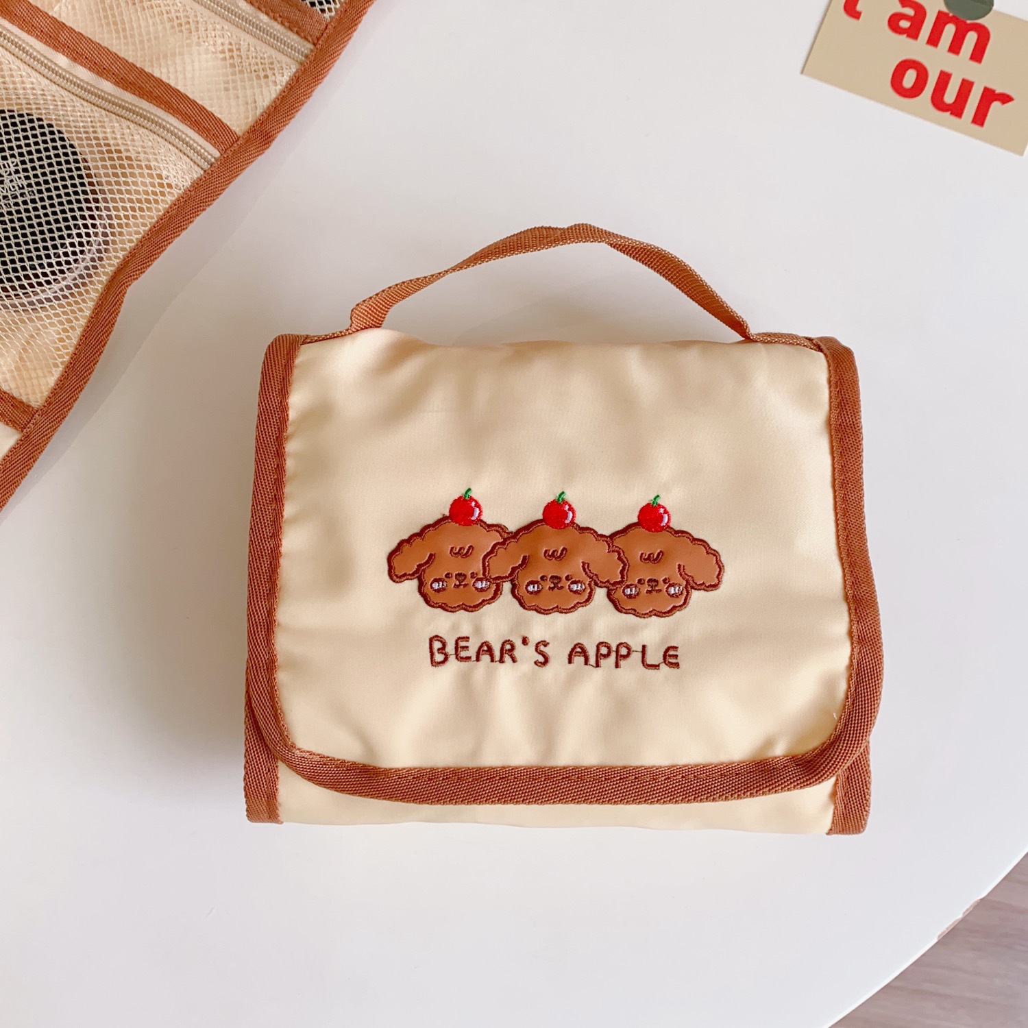 Bolsa de almacenamiento plegable Linda japonesa nueva bolsa de cosméticos de oso múltiple simple estilo ins bolsa de almacenamiento de viaje portátil