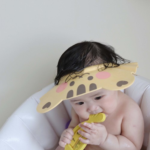 Ins style cartoon bear tiger baby children's shower cap shampoo cap adjustable waterproof eye protection and ear protection shower cap