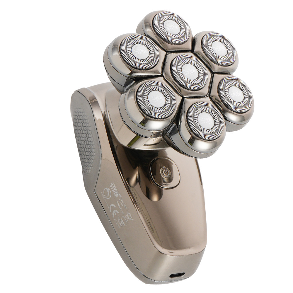 Estrella ganadora transfronteriza impermeable USB carga con luz azul pantalla eléctrica hogar corte de pelo Calvo cabeza artefacto calva cabeza calva máquina