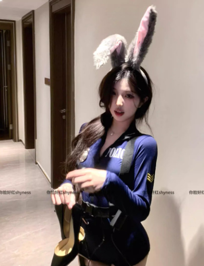 Blue suit + rabbit ears headband