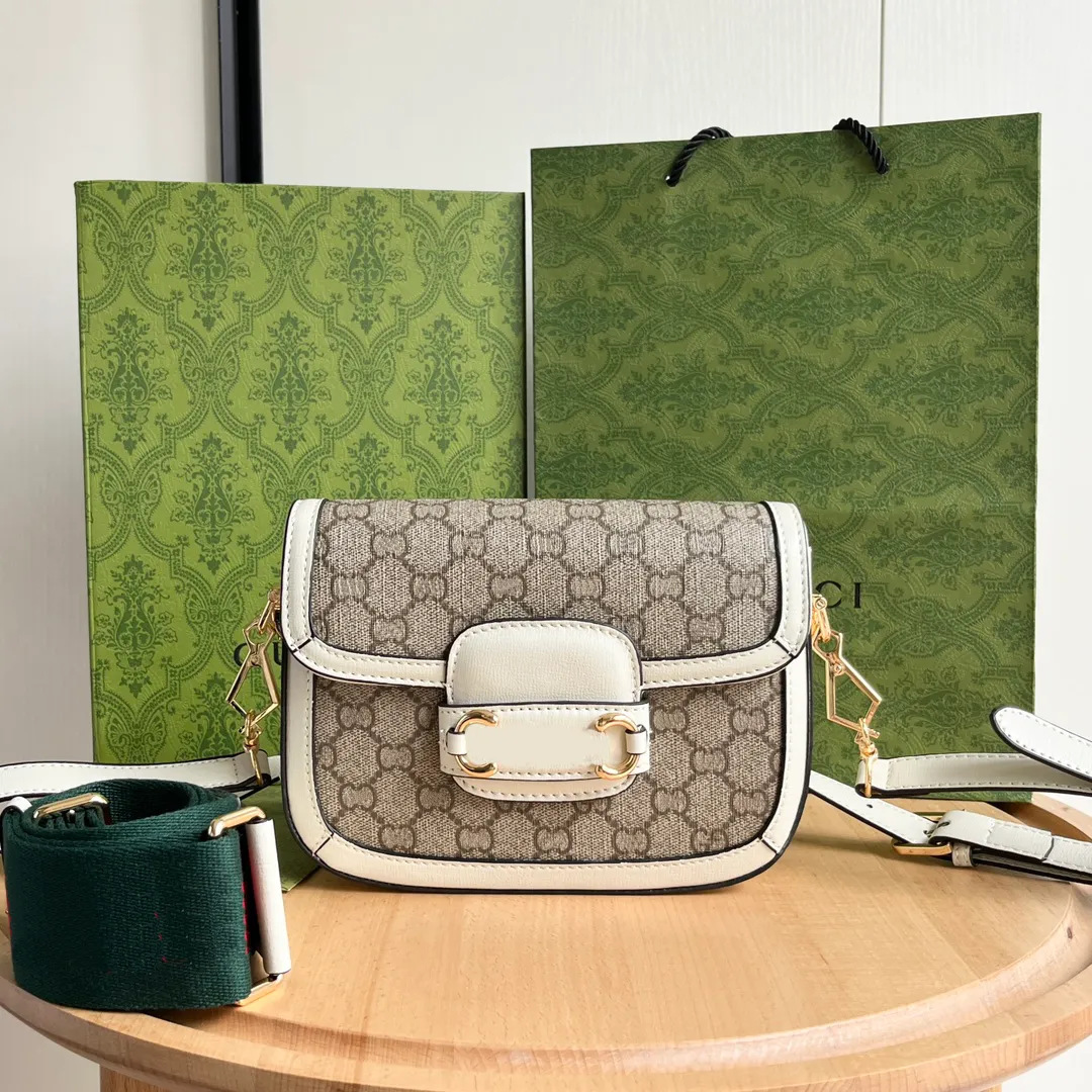 1955 bolso de hombro de banda ancha bolso de alta costura bolso de mujer 2024 nuevo bolso de silla de montar con doble G bolso de mujer