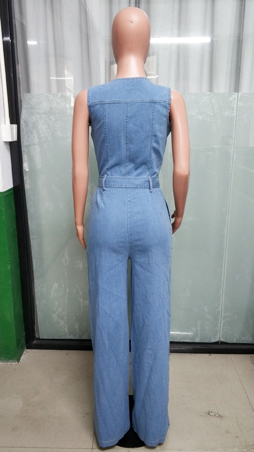 728g Weight Sleeveless Sleeve Length Full Length Pants Length Cotton, Denim Fabric Type High Waist Waist Line Jumpsuits Pants Type Bodysuits Tops Type Daily Occasion Loose Fit Type Solid Color Pattern Summer Season Women's Gender Belt Design Casual Style Women's Daily Bodysuits Casual Solid Color Full Length Belt Jumpsuits 17