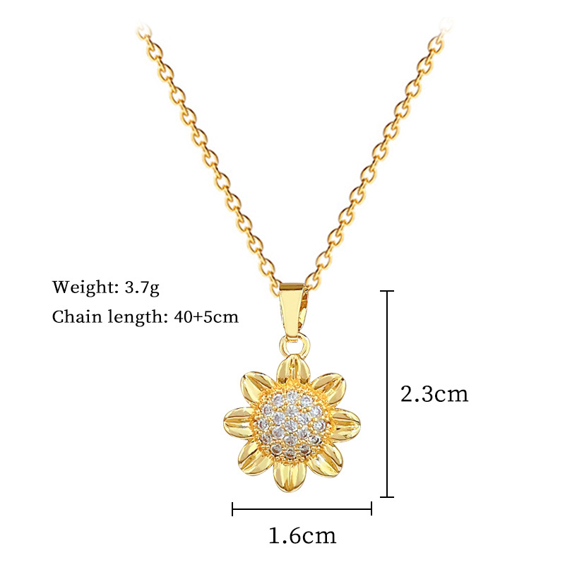 Wunderschöne Sonnenblumenhalskette Mit Strass Aus Titanstahl_voghion.com