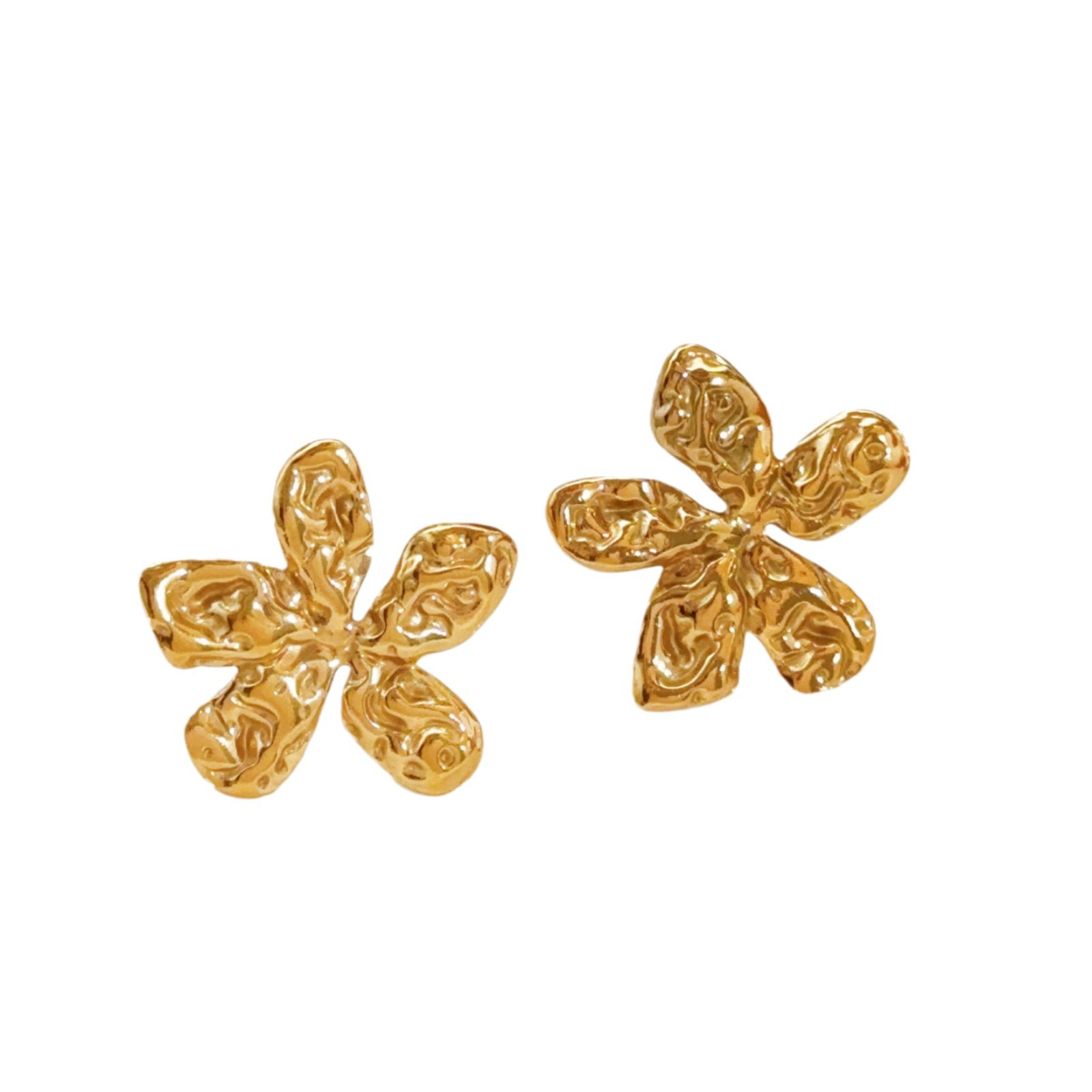 Cinco flores transfronterizas de oro de titanio de acero de alta calidad collar pendientes ligeros de lujo conjunto ligero de joyas de mujer